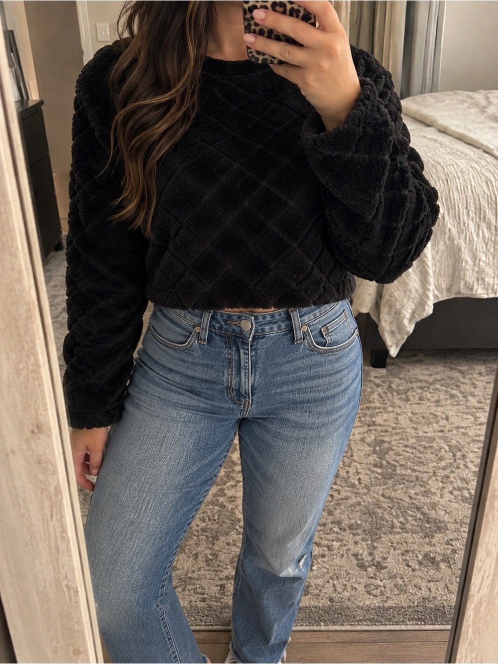 ZARA Black Fuzzy Textured Sweater Medium